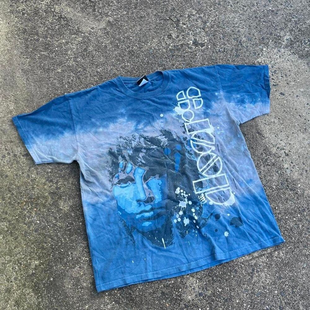 2000s Liquid Blue The Doors Band Graphic Tie-dye Tee Shirt